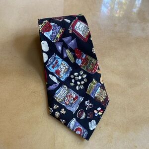 Vintage 1996 Novelty Silk Tie 56" Snacks Candy Junk Food Nicole Miller